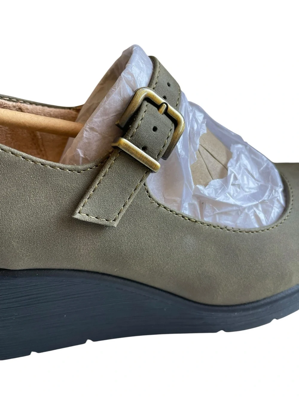 Naturalizer Soul Adore Mary Jane wedges in an olive green NEW